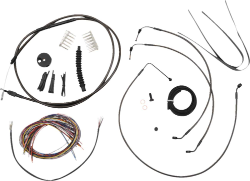 LA Choppers - LA Choppers Complete Handlebar Cable/Brake & Clutch Line/Wire Kit - Midnight Braided - LA-8155KT2-13M