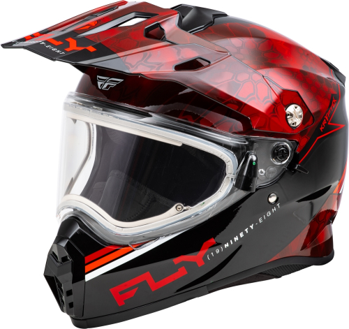 Fly Racing - Fly Racing Trekker Cold Weather Conceal Helmets with Electric Shields - 73-31361M - Red/Black - Medium