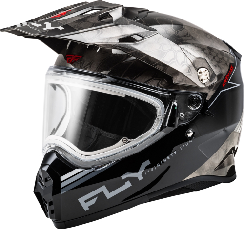 Fly Racing - Fly Racing Trekker Cold Weather Conceal Helmets with Electric Shields - 73-31360M - Black/Gray/White - Medium