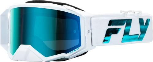 Fly Racing - Fly Racing Zone Elite Goggles - 37-51907 - White/Teal/Blue Teal Mirror Sky Blue Lens - OSFA
