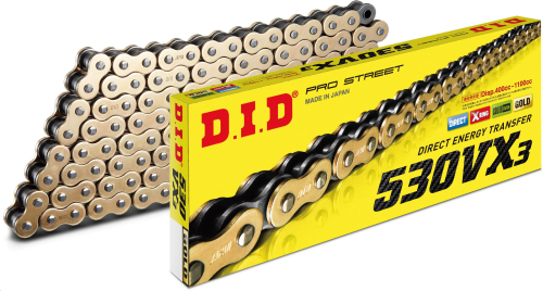 D.I.D - D.I.D 530VX3 Professional O-Ring Series Chain - 120 Links - Gold - 530VX3G120ZB