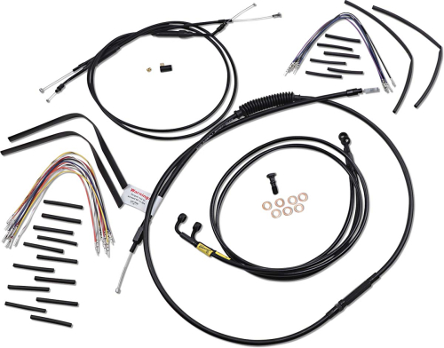 Burly Brand - Burly Brand Extended Cable/Brake Line Kit for 12in. Ape Handlebars - Black - B30-1192