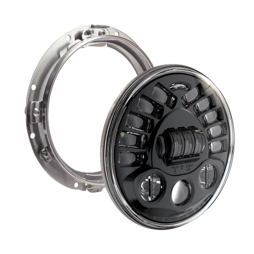 J&M - J&M 7in. Adaptive LED Headlight with Mounting Ring - Black - 0555051