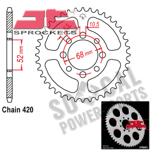 JT Sprockets - JT Sprockets Steel Rear Sprocket - 49T - JTR801.49