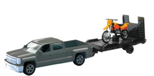 New Ray Toys - New Ray Toys 1:43 Scale Chevy Truck with Trailer and Dirt Bike - 19535A