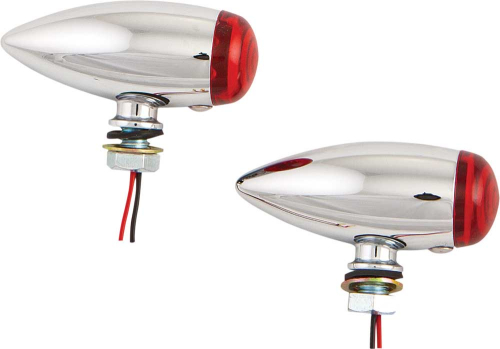 HardDrive - HardDrive Universal LED Chrome Bullet Marker Light - Red Lens - 20-6589SRLED