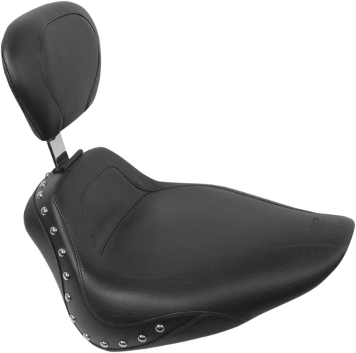Mustang - Mustang Studded Sport Solo Seat with Backrest - Chrome Studs - 79489