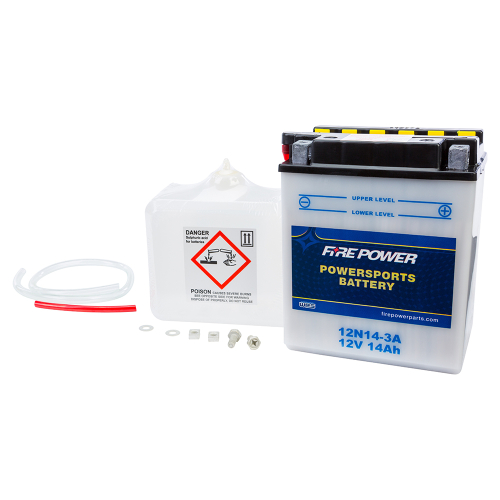 Fire Power - Fire Power Conventional 12V Standard Battery with Acid Pack - 12N14-3A