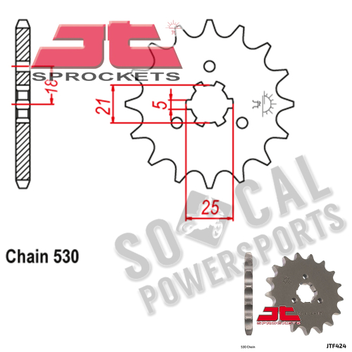 JT Sprockets - JT Sprockets Steel Front Sprocket - 14T - JTF424.14