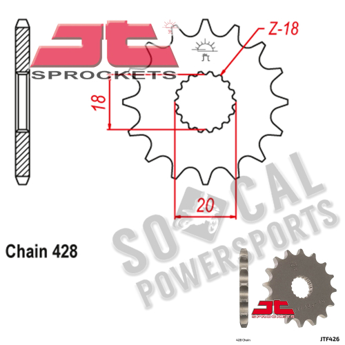 JT Sprockets - JT Sprockets Steel Front Sprocket - 14T - JTF426.14