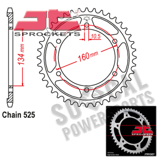 JT Sprockets - JT Sprockets Steel Rear Sprocket - 45T - JTR1307.45