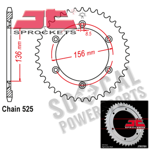 JT Sprockets - JT Sprockets Steel Rear Sprocket - 43T - JTR1791.43