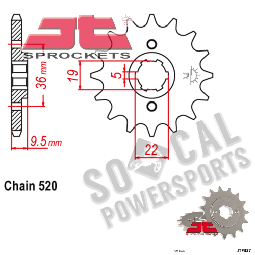 JT Sprockets - JT Sprockets Steel Front Sprocket - 15T - JTF337.15