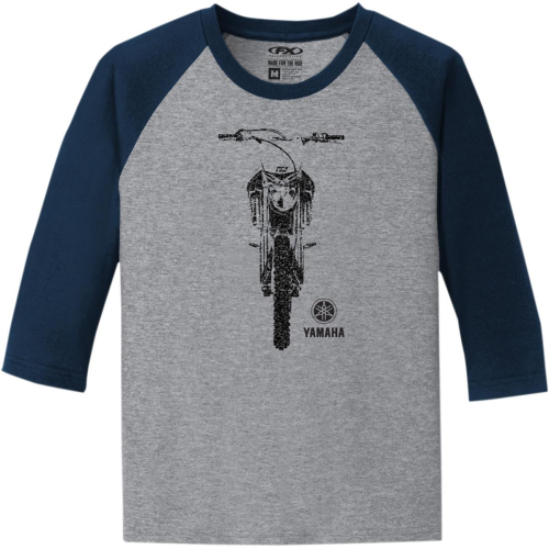 Factory Effex - Factory Effex Yamaha Youth 3/4 Sleve T-Shirt - 21-83210 - Navy/Gray Heather - Small