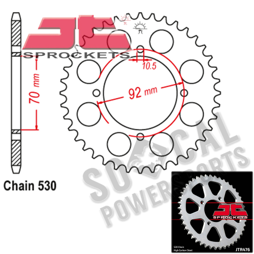 JT Sprockets - JT Sprockets Steel Rear Sprocket - 33T - JTR476.33