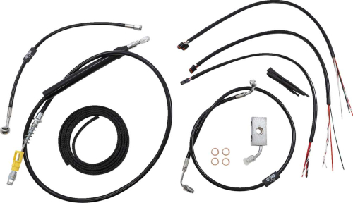 LA Choppers - LA Choppers Complete Handlebar Cable/Brake & Clutch Line/Wire Kit - Black Vinyl - LA-8155KT2-16B
