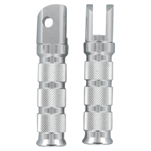 Emgo - Emgo Round Style Footpegs - Rider - Silver - 50-11221