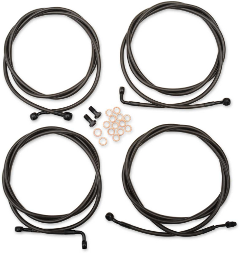 LA Choppers - LA Choppers Standard Handlebar Cable/Brake & Clutch Line/Wire Kit - Black Vinyl/Stainless - LA-8054KT-16M