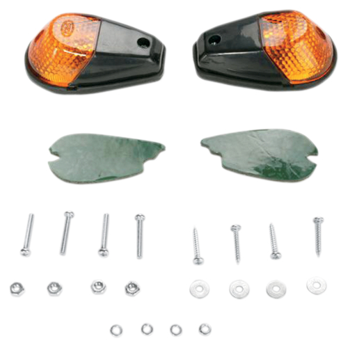 K&S Technologies - K&S Technologies Flush Mount Marker Lights - Black/Amber Lens - Dual Filament - 25-8158