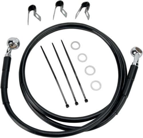 Drag Specialties - Drag Specialties Extended Stainless Steel Front Brake Line Kit - Black Vinyl Coated - 48 1/4in. - 660214-4BLK