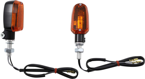 K&S Technologies - K&S Technologies Black Satin Aluminum Marker Lights - Oblong with Amber Lens - Single Filament - 25-8300BK