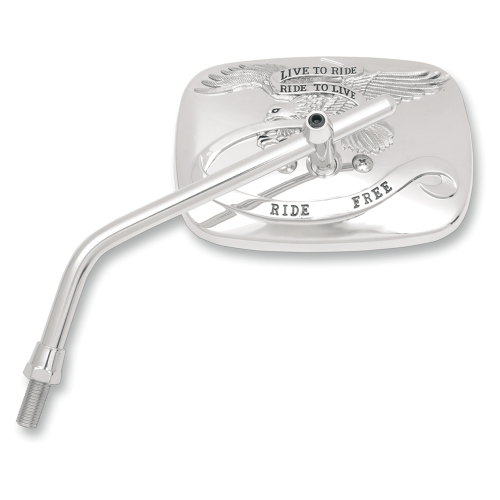 Emgo - Emgo Universal Rectangular Mirror - Live to Ride - Chrome - 10mm Thread - Left - 20-31755A