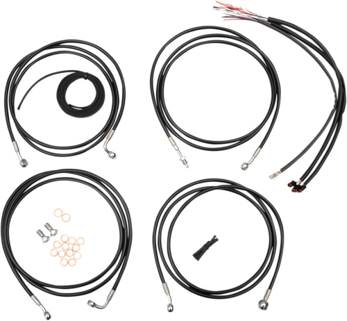 LA Choppers - LA Choppers Complete Handlebar Cable and Brake Line Kit - Black Vinyl/Stainless - LA-8052KT2-13B