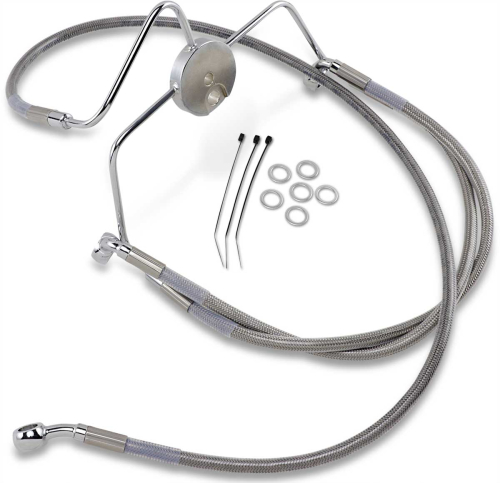 Drag Specialties - Drag Specialties Extended Stainless Steel Front Brake Line Kit - Clear Coated - 16in./36in. - 644410-6