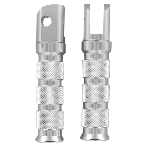 Emgo - Emgo Round Style Footpegs - Rider - Silver - 50-11241