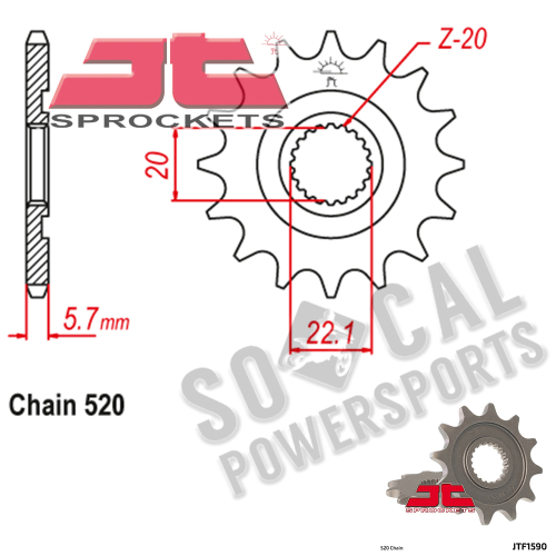 JT Sprockets - JT Sprockets Steel Front Sprocket - 14T - JTF1590.14