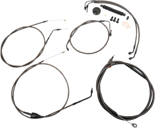 LA Choppers - LA Choppers Cable/Brake Line Kit - 12in.-14in. Ape Hangers - Midnight - LA-8005KT-13M