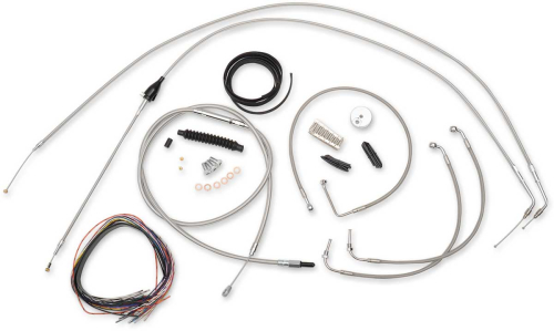 LA Choppers - LA Choppers Complete Handlebar Cable/Brake & Clutch Line/Wire Kit - Stainless Braided - LA-8005KT2A-16