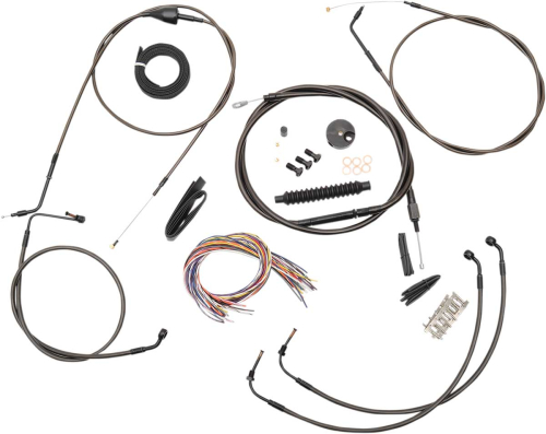 LA Choppers - LA Choppers Complete Handlebar Cable and Brake Line Kit - Midnight - LA-8005KT2B-13M