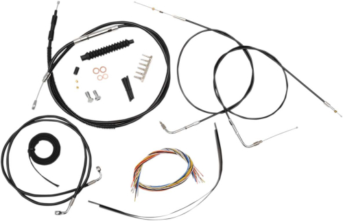 LA Choppers - LA Choppers Complete Handlebar Cable and Brake Line Kit - Black Vinyl/Stainless - LA-8100KT2-16B