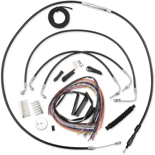 LA Choppers - LA Choppers Complete Handlebar Cable and Brake Line Kit - Black Vinyl/Stainless - LA-8010KT2-19B