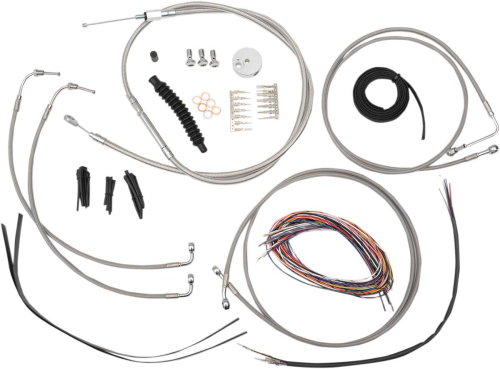 LA Choppers - LA Choppers Complete Handlebar Cable/Brake & Clutch Line/Wire Kit - Stainless Braided - LA-8050KT2-13
