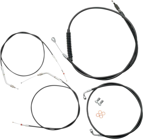 LA Choppers - LA Choppers Cable/Brake Line Kit - 12-14in. Ape Hangers - Black - LA-8300KT-13B