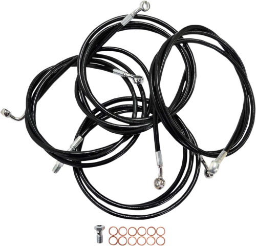 LA Choppers - LA Choppers Cable/Brake Line Kit - 15-17in. Ape Hangers - Black - LA-8052KT-16B
