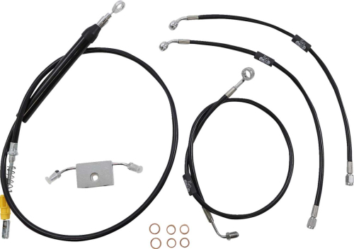 LA Choppers - LA Choppers Cable/Brake Line Kit - 15-17in. Ape Hangers - Black Vinyl - LA-8157KT-16B