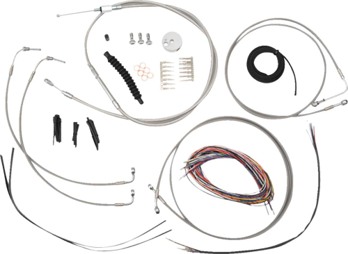 LA Choppers - LA Choppers Complete Handlebar Cable/Brake & Clutch Line/Wire Kit - Stainless Braided - LA-8157KT2-08