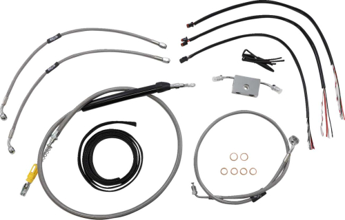 LA Choppers - LA Choppers Complete Handlebar Cable/Brake & Clutch Line/Wire Kit - Stainless Braided - LA-8157KT2-16