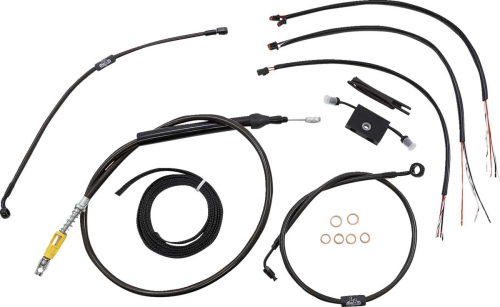 LA Choppers - LA Choppers Complete Handlebar Cable/Brake & Clutch Line/Wire Kit - Midnight Braided - LA-8157KT2-16M