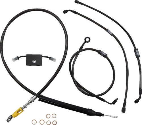 LA Choppers - LA Choppers Cable/Brake Line Kit - 12-14in. Ape Hangers - Midnight - LA-8157KT-13M