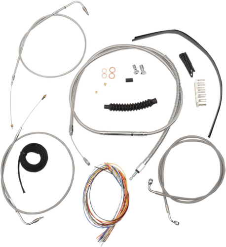 LA Choppers - LA Choppers Complete Handlebar Cable/Brake & Clutch Line/Wire Kit - Stainless Braided - LA-8210KT2A-13