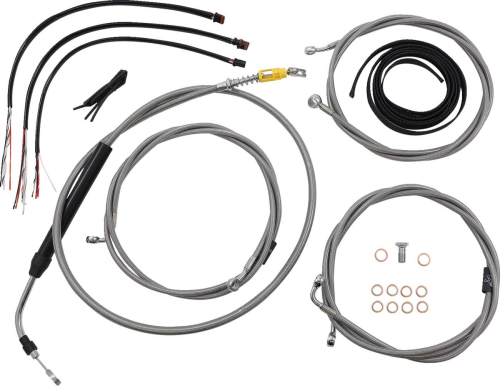 LA Choppers - LA Choppers Complete Handlebar Cable/Brake & Clutch Line/Wire Kit - Stainless Braided - LA-8056KT2-19