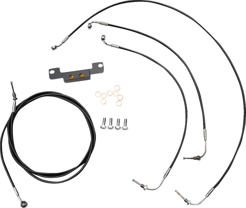 LA Choppers - LA Choppers Standard Handlebar Cable/Brake & Clutch Line/Wire Kit - Black Vinyl - LA-8056KT-08B
