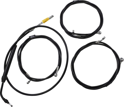 LA Choppers - LA Choppers Standard Handlebar Cable/Brake & Clutch Line/Wire Kit - Black Vinyl - LA-8056KT-16B