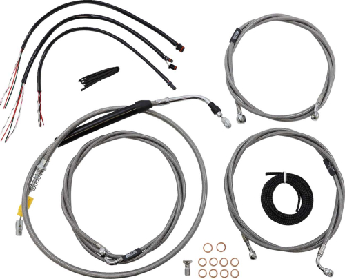 LA Choppers - LA Choppers Complete Handlebar Cable/Brake & Clutch Line/Wire Kit - Stainless Braided - LA-8056KT2-13