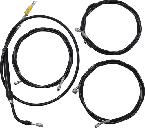 LA Choppers - LA Choppers Complete Handlebar Cable/Brake & Clutch Line/Wire Kit - Black Vinyl - LA-8056KT2-13B