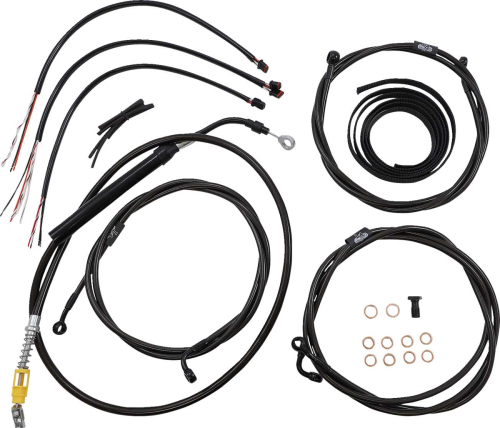 LA Choppers - LA Choppers Complete Handlebar Cable/Brake & Clutch Line/Wire Kit - Midnight Braided - LA-8056KT2-16M